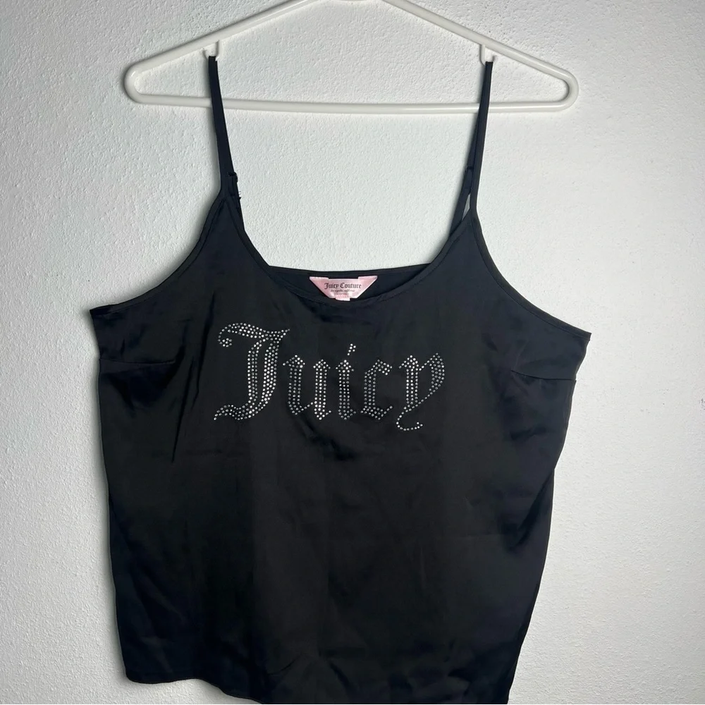 Juicy Couture Women Black Sleepwear Camisole Rhinestone 'Juicy' Logo Size Large - Picture 3 of 12